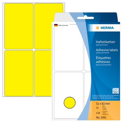 HERMA Etiketten 5282mm 2491 gelb 128 Stck