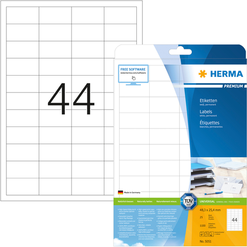 HERMA Etiketten Premium 48,325,4mm 5051 weiss 1100 Stck
