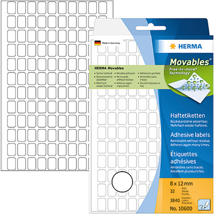 HERMA Etiketten Movables 812mm 10600 weiss, non perm. 3840 Stck