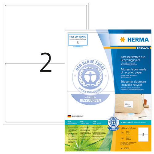HERMA Adressetiketten 199,6143,5mm 10830 recycling 200 Stck