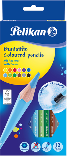 PELIKAN Buntstifte mit Radierer 700689 12 Farben