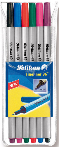 PELIKAN Fineliner 0,4mm 96/6 6 Farben, Etui