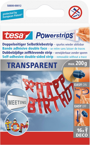 TESA Powerstrips Deco 16 Stck 588000001 transparent, doppelseitig