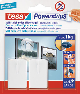 TESA Powerstrips Bilder-Nagel 580310002 weiss, Kapazitt 1kg 2 Stck