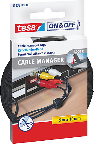 TESA Kabelbinder on&off 10mmx5m 552390000 schwarz