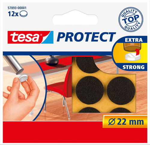 TESA Filzgleiter Protect 22mm 578930000 braun, rund 12 Stck