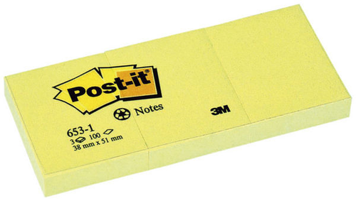 POST-IT Haftnotizen Recycling 51x38mm 653-1 gelb/100 Blatt 3 Stck