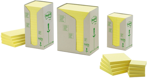 POST-IT Haftnotizen Recycling 51x38mm 653-1T gelb, 24x100 Blatt