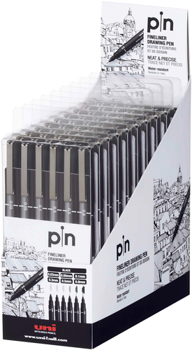 UNI-BALL Fineliner Pin PIN-200(S) Black 6P schwarz 6 Stck