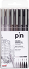 UNI-BALL Fineliner Pin 0.1/0.5mm PIN-200(S) Grey&Black 6P 3 Farben 6 Stck