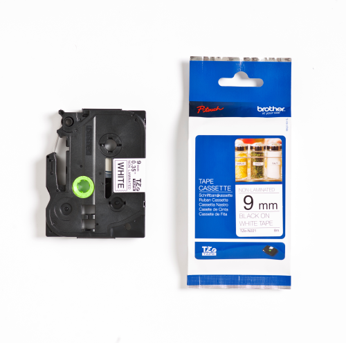 PTOUCH Band,nicht lam. schwarz/weiss TZe-N221 PT-300 9 mm