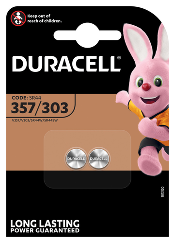 DURACELL Knopfbatterie Specialty 357/303 V357, V303, SR44W,1.5V 2 Stck
