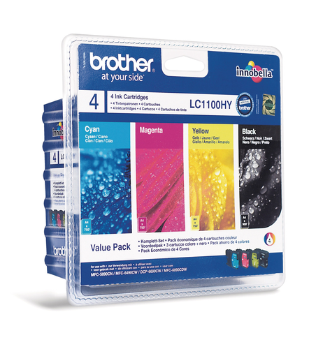 BROTHER Valuepack Tinte HY CMYBK LC-1100VH MFC-6490CW 900/750 Seiten