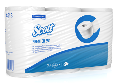 SCOTT Toilettenpapier weiss 18518 350 Blatt, 3-lagig 6 Stck
