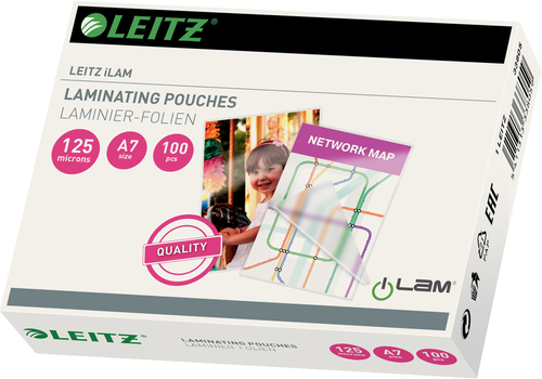 LEITZ Laminiertasche A7 33805 glanz, 125my 100 Stk