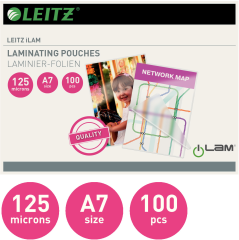 LEITZ Laminiertasche A7 33805 glanz, 125my 100 Stk