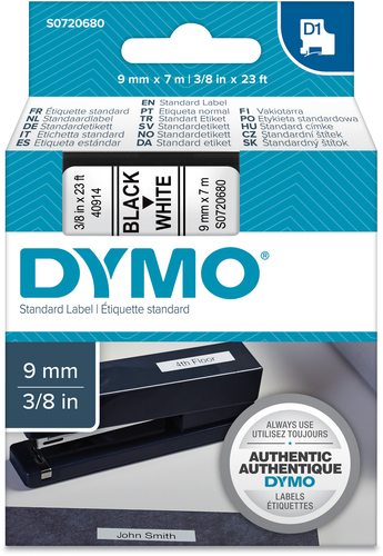DYMO Schriftband D1 schwarz/weiss S0720680 9mm/7m