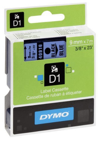 DYMO Schriftband D1 schwarz/blau S0720710 9mm/7m