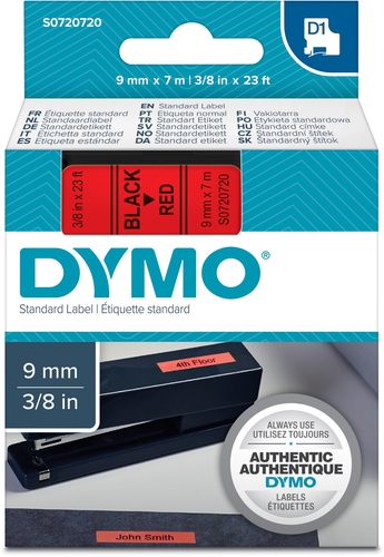 DYMO Schriftband D1 schwarz/rot S0720720 9mm/7m