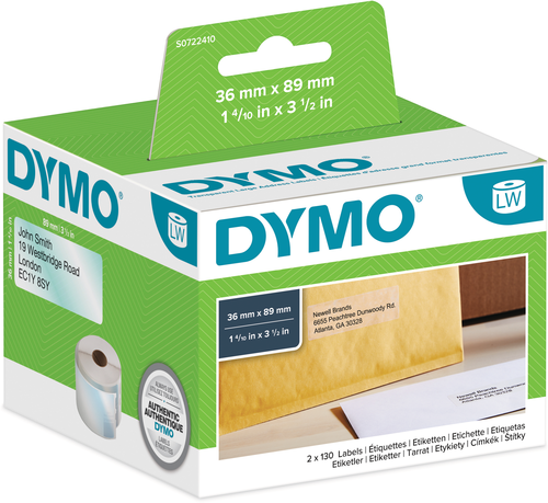 DYMO Adressetiketten PP 89x36mm S0722410 transp., permanent 260 Stk.