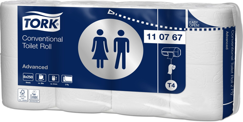 TORK Toilettenpapier Advanced T4 110767 250 Blatt, 2-lagig 8 Stck