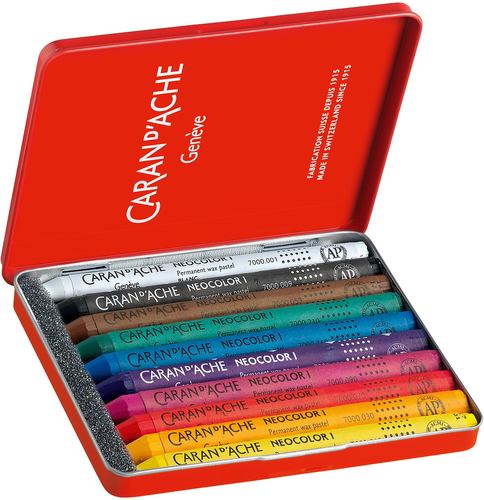 CARAN DACHE Wachsmalstift Neocolor 1 7000.310 10 Farben Metallbox