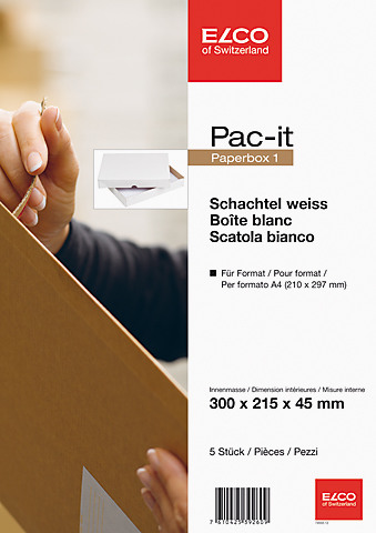 ELCO Paperbox Pac-it 300x220x45mm 74565.12 weiss 5 Stck