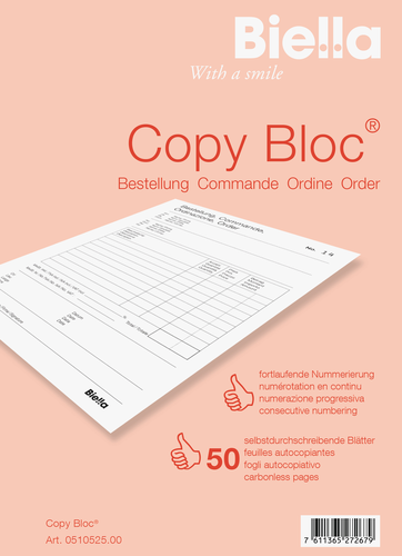 BIELLA Bestellschein COPY-BLOC D/F A5 510525.00 selbstdurchschreib. 50x2 Blatt