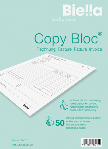 BIELLA Rechnung COPY-BLOC D/F A5 513525.00 selbstdurchschreib. 50x2 Blatt