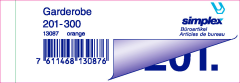 SIMPLEX Garderobenblock 201-300 13087 orange 100 Blatt