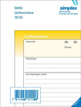 SIMPLEX Lieferscheine D A6 15123D gelb/weiss 100x2 Blatt