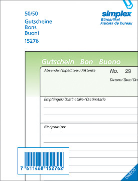 SIMPLEX Gutscheine A6 15277 grn/weiss 100x2 Blatt