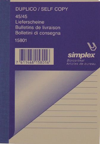 SIMPLEX Lieferscheine D/F/I A6 15801 weiss 50x2 Blatt