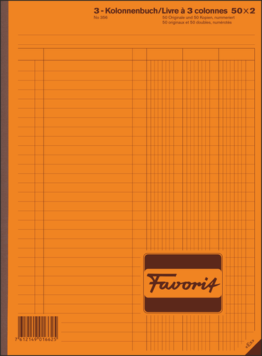 FAVORIT Kolonnenbuch A4 356 weiss/weiss