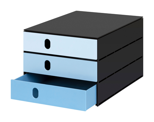 STYRO Systembox stryoval 24x33x20cm 14-8050.93 blau/schwarz 3 Schubladen