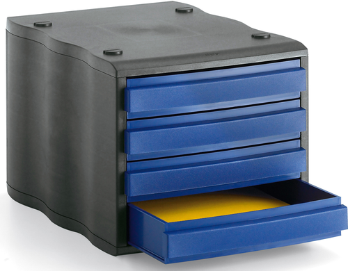 STYRO Schubladenbox schwarz/blau 248850039 4 Fcher