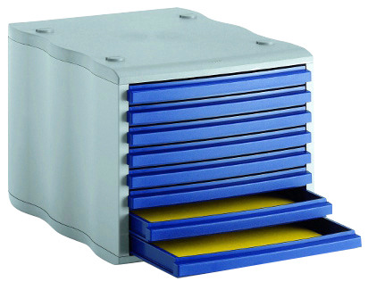 STYRO Schubladenbox grau/blau 248855038 8 Fcher