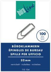 BÜROLINE Büroklammern Gr.4 110104 vernickelt,...