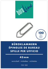BÜROLINE Büroklammern Gr.5 110105 vernickelt,...