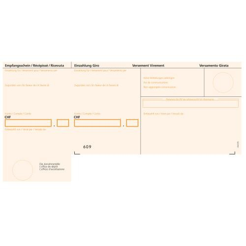 BROLINE Einzahlungsschein BESR A4 623001 orange, 90g, Rahmen 500 Stck