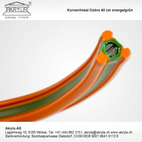 AKRYLA Kurvenlineal 30cm 150/30 orange/grn