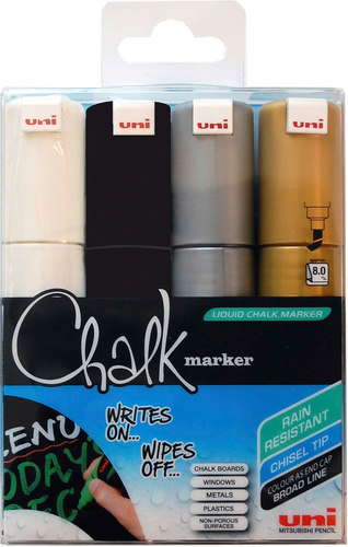 UNI-BALL Chalk Marker 8mm PWE8K.4C-5 4 Farben 4 Stck