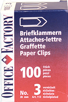 SMART OFFICE Broklammern Gr.3 113 vernickelt, 28mm 100 Stk.
