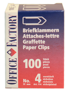 SMART OFFICE Broklammern Gr.4 114 vernickelt, 32mm 100 Stk.
