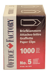 SMART OFFICE Büroklammern Gr.5 1015 vernickelt, 43mm...