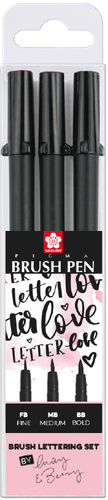 SAKURA Pigma Brush Pen Set May&Berry POXFVKBP349S Fine/Medium/Bold 3 Stck