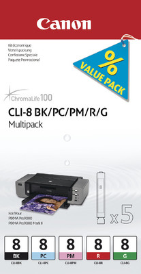 CANON Multipack Tinte BK/PC/PM/R/G CLI-8MULTI PIXMA iP 5200 5 Stck