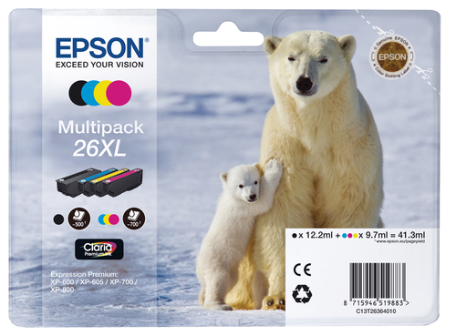 EPSON Multipack Tinte XL CMYBK T263640 XP 700/800 700/500 Seiten