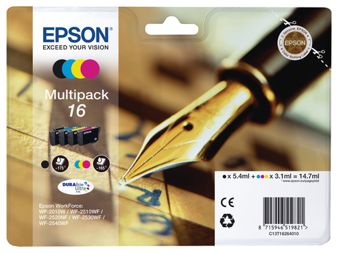 EPSON Multipack Tinte CMYBK T162640 WF 2010/2540 165/175 Seiten