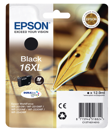 EPSON Tintenpatrone 16XL schwarz T163140 WF 2010/2540 500 Seiten